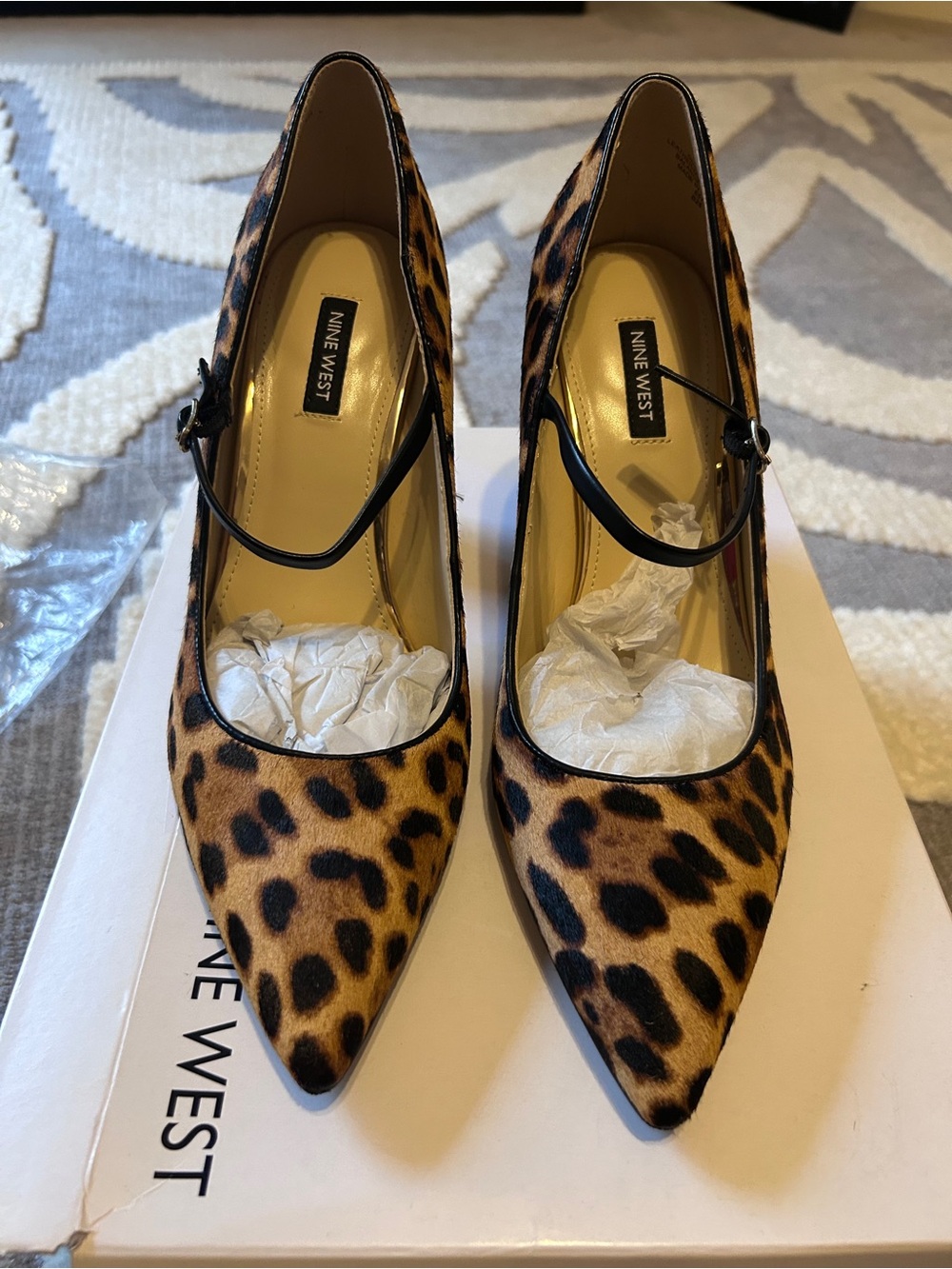 Nine West Leopard Print Pointed Toe Slingback Heels - Picture 2 of 8